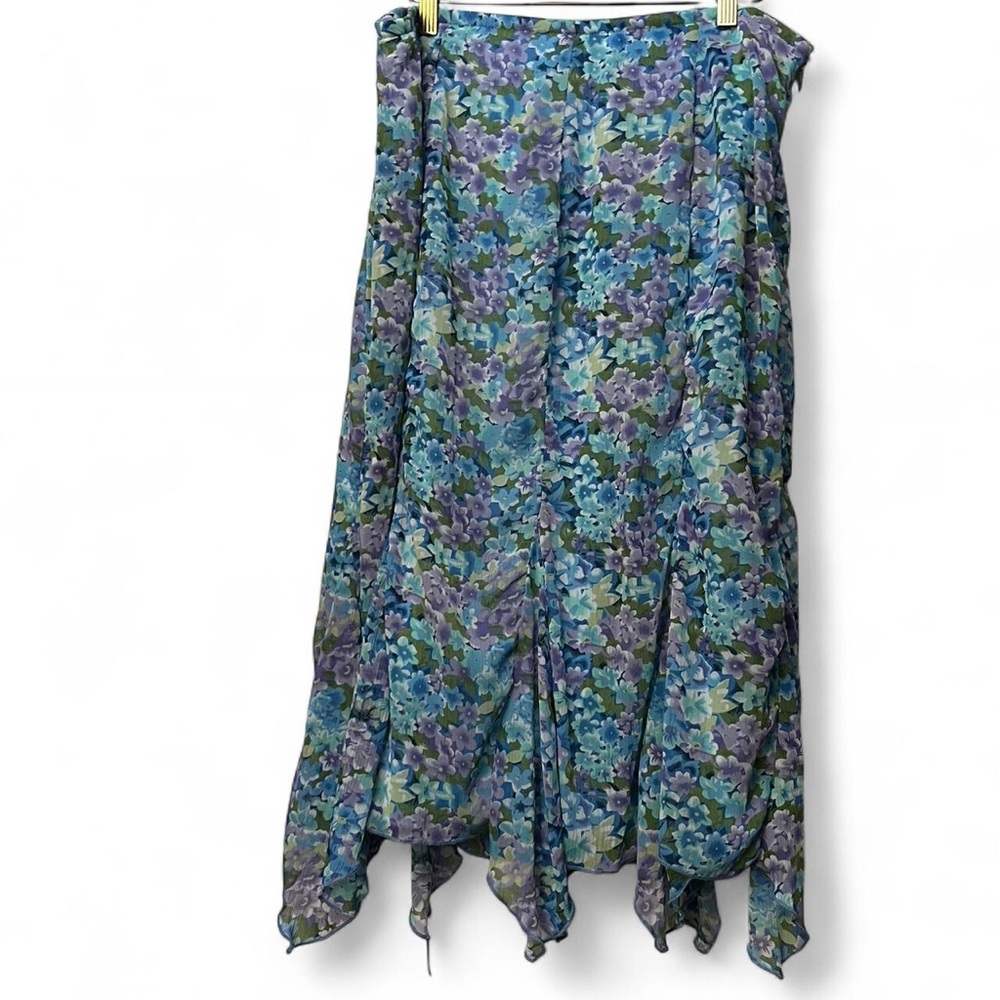 Y2K blue and purple floral Notations midi skirt large